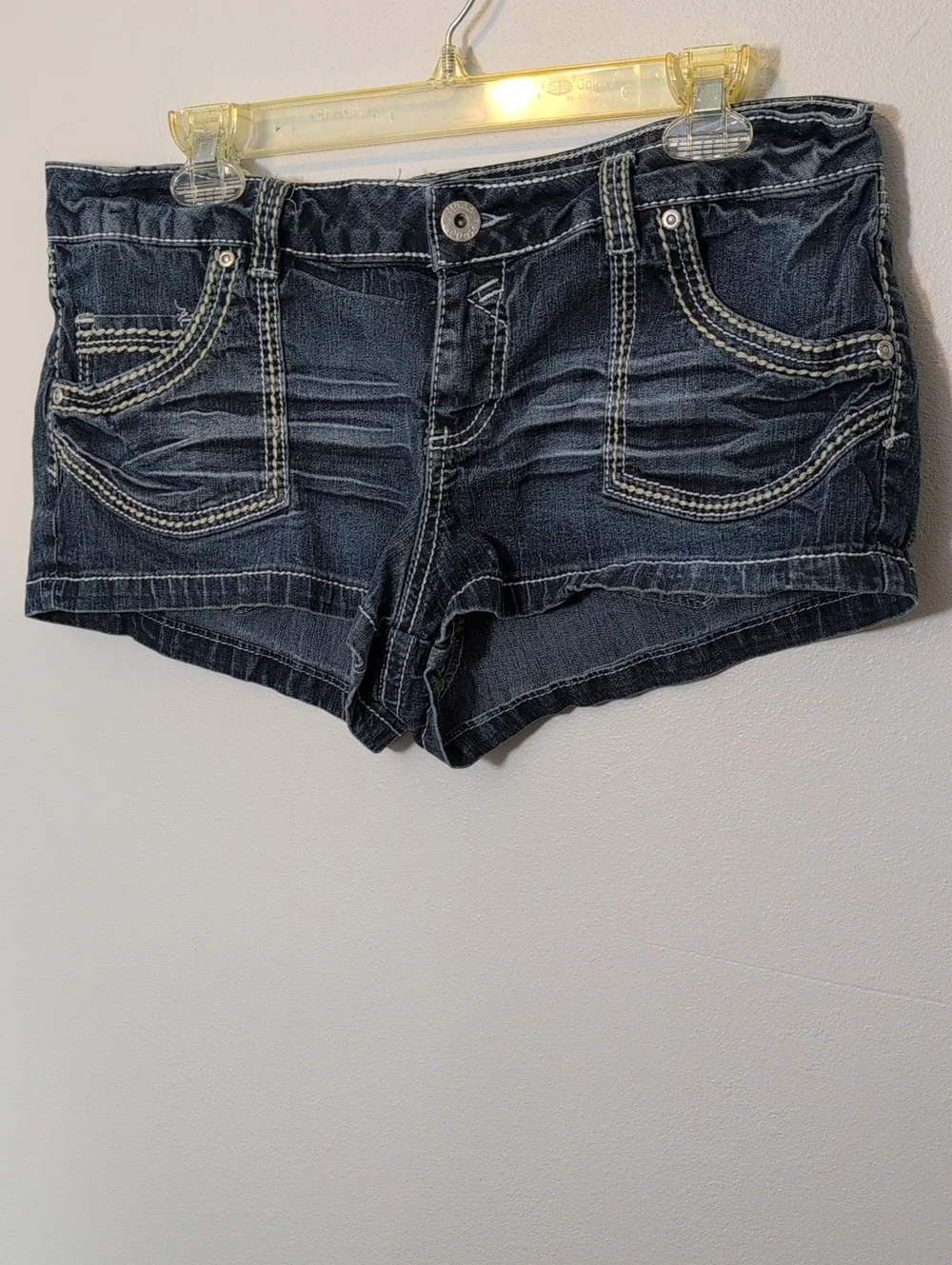Mudd Dark Blue Distressed Denim Shorts